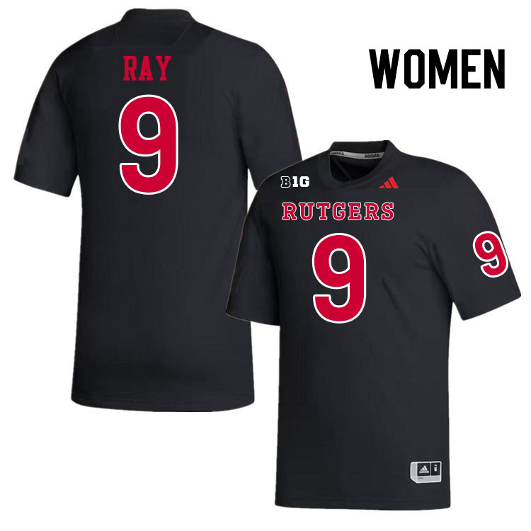 Women #9 Malcolm Ray Rutgers Scarlet Knights 2024 College Football Jerseys Stitched-Black